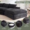 Modern Minimalist Modular Sectional Sofa With Deep Seats And Right Facing Chaise Upholstered Fabric - Black - Image 5