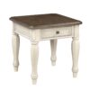 End Table With Storage Drawer - Antique White / Brown - Image 3