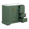 Traditional Bathroom Vanity With Resin Sink Combo Set, Bathroom Cabinet With Two Doors And Four Drawers - Green - Image 18