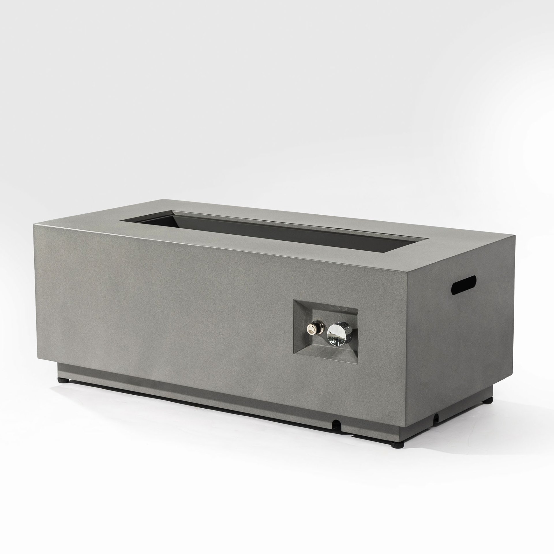 42" Propane Gas Fire Pit Table, 50000 Btu Rectangular Steel Fire Pit With Glass Wind Guard For Outside Patio Deck Garden Courtyard - Gray - Image 6