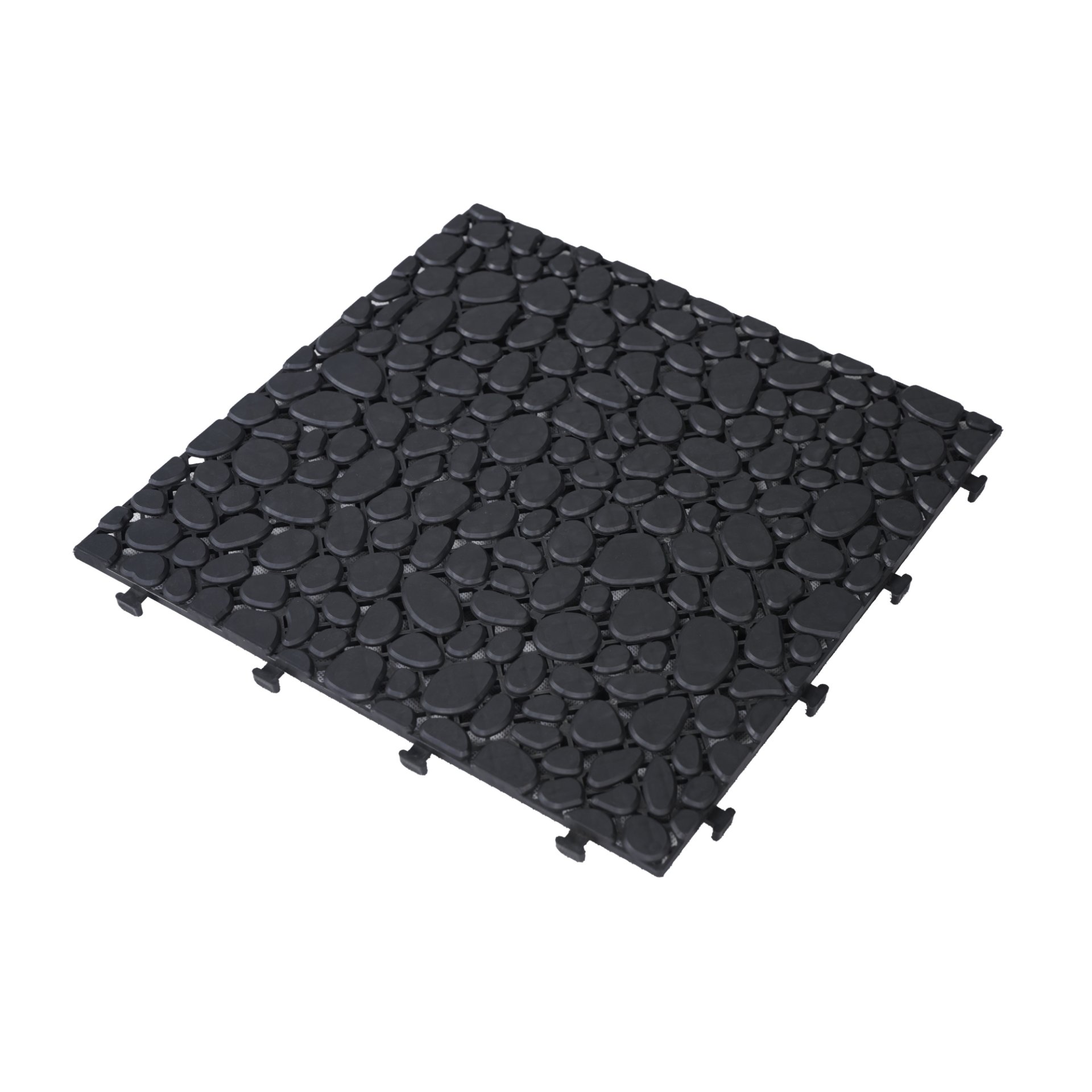Interlocking Deck Tiles Plastic Waterproof Outdoor All Weather Anti-Slip Bathroom Shower Balcony Porch Strong Weight Capacity Upto 440 Lbs, Pebble Stone Pattern Pack Of 12 - Black - Image 14