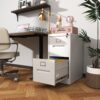 Premium 2 Drawer File Cabinet With Lock, Metal Vertical Design, A4 Legal / Letter Size, Steel, Compact Dimensions - White - Image 5