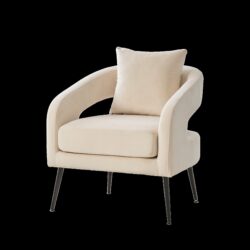 Open Back Accent Chair, Round Armchair For Living Room, Bedroom - Beige
