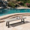 Tranquilizer - Outdoor Acacia Wood Bench With Slat Panel Design - Sandblasted Light Gray / Black - Image 6