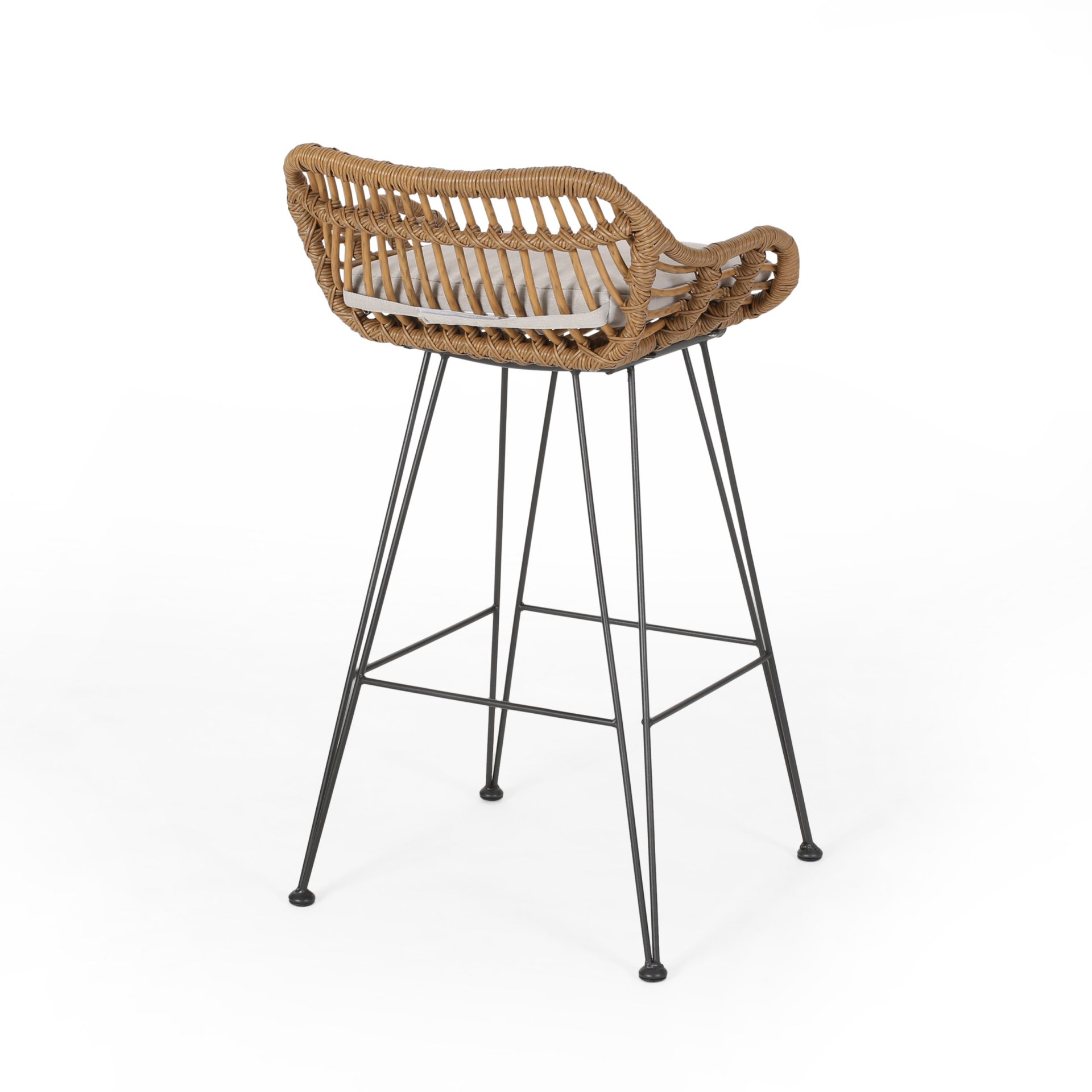 Outdoor Rattan Bar Chair With Metal Legs - Brown - Image 8