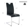 Modern Dining Chairs With Faux Leather Padded Seat Dining Living Room Chairs Upholstered Chair With Chrome Metal Legs Design Side Chairs (Set of 4) - Black / Silver - Image 14