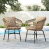 Contemporary Outdoor Patio Chairs With Cushions (Set of 2) - Beige / Black - Image 2