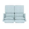 Elegant 2 Seater Sofa With Ottoman And Lumbar Pillows Chenille High Quality Wood - Sky Blue - Image 24