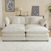 Modern Sofa Modular Sofa Couch Upholstered Corduroy L - Shape Sectional Sofa With Side Storage Pockets For Living Room - Beige - Image 18