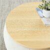 Round Storage Ottoman, 2 In 1 Function End Table And Ottoman With Small Seat - Light Gray - Image 6