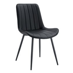 Ergonomic Extended Seat Cushion Dining Chair (Set of 4) With Integral Metal Leg Structure - Black