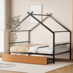 Full Size House Bed With 2 Drawers - Black