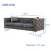 Modern Sofa Jeweled Buttons Tufted Square Arm Couch, 2 Pillows Included - Gray - Image 15