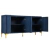 Modern 4 Door Sideboard With Creative Carved Surface And Adjustable Shelves - Light Blue - Image 10