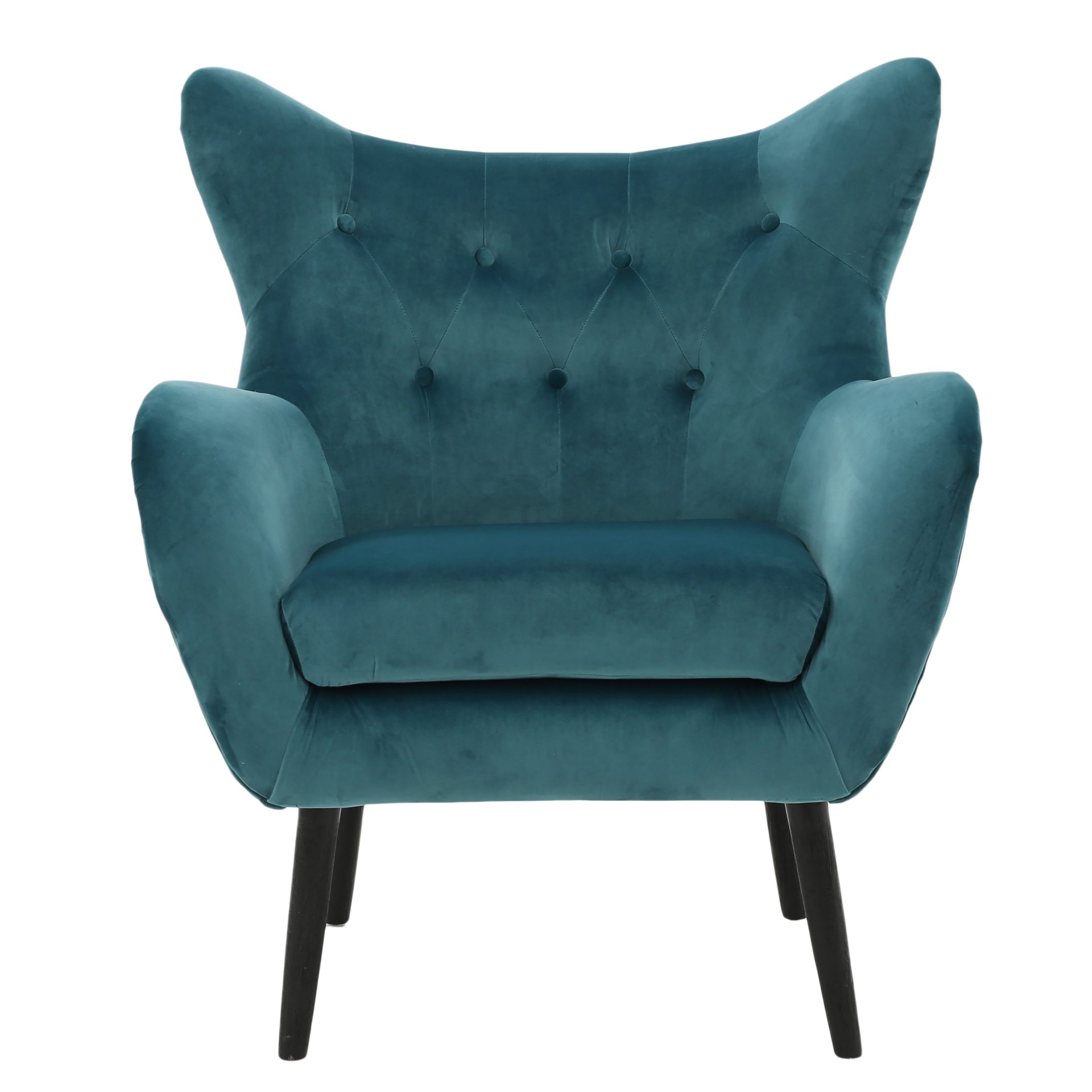 Alyssa - Velvet Arm Chair With Wingback Design - Teal - Image 5