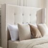 Peyton - King Bed Upholstered With High Headboard, Traditional Hand Buttoned Tufting - Ivory Velvet - Image 8