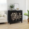 Vintage Carved Buffet Cabinet With Adjustable Shelves, Wooden Decorative Sideboard - Black - Image 10