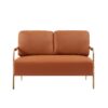 Small Sofa Seater Pet Friendly Fabric Upholstered Loveseat 2-Seater Couch With Removable Back Cushion And Metal Leg, Modern Couches For Small Spaces Living Room, Bedroom, Apartment - Brown - Image 10