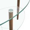 Transparent Oval Glass Coffee Table, Modern Table In Living Room Oak Wood Leg Tea Table 3-Layer Glass Table - Brown - Image 11