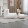 Fluffy Bean Bag Chair, Comfortable Bean Bag For Adults And Children, Super Soft Lazy Sofa Chair With Memory Foam And Ottoman, Indoor Modern Focus Bean Bag Chair For Living Room, Bedroom, Apartment - White - Image 8