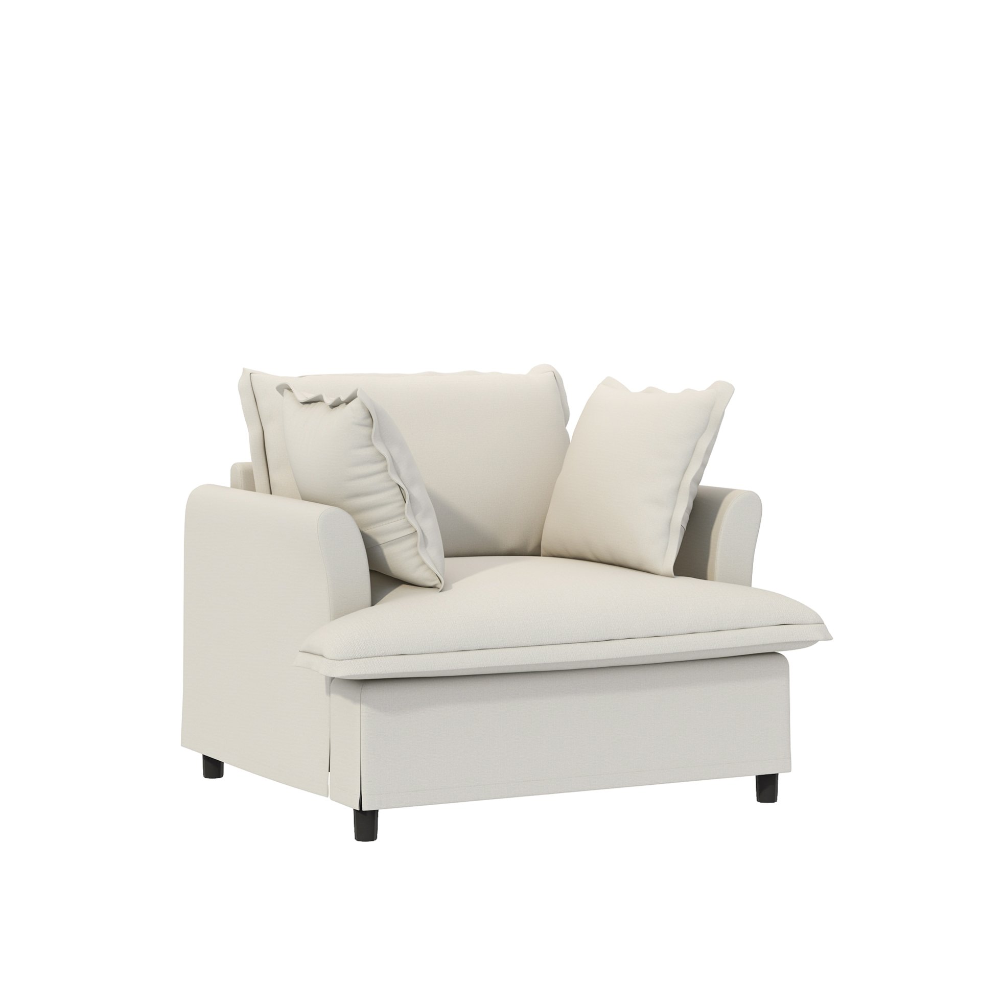 3 Piece Living Room Set Modular Sectional Couch Upholstered 3 Seater Sofa & 2 Armchairs 5 Seat - Beige - Image 8