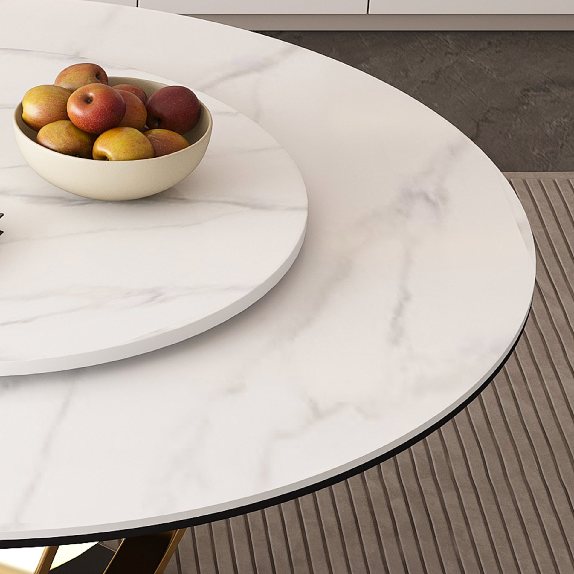 Round Dining Table With 360° Smooth Lazy Susan Stain / Heat - Gold / Black / White - Image 6