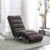 Ergonomic Linen Massage Chaise Lounge With Remote Control, Electric Massage Lounger With 5 Modes - Dark Gray - Image 2