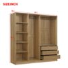 Doorless Storage Wardrobe For Dedroom With Shelves And 3 Drawers - Nature - Image 19