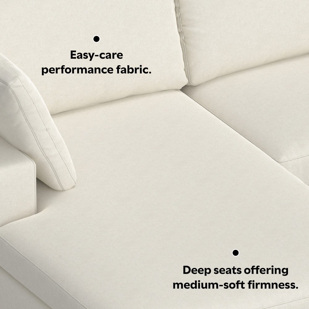 Charlie - Deep Seater Left Sectional Sofa - Cream - Image 12