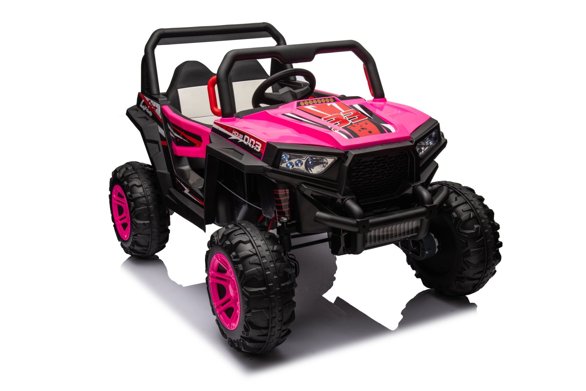 12V7A*1 30W*4 Four-Wheel Drive Leather Seat One Button Start, Forward And Backward, High And Low Speed, Music, Front Light, Power Display, Two Doors Can Open, 2.4G R / C, Seat Belt Four Wheel Absorber - Pink - Image 5