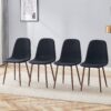 Luxury Simple Chair (Set of 4) Linen Cotton High Resilience Dining Chair With Metal Color Leg - Black / Walnut - Image 4
