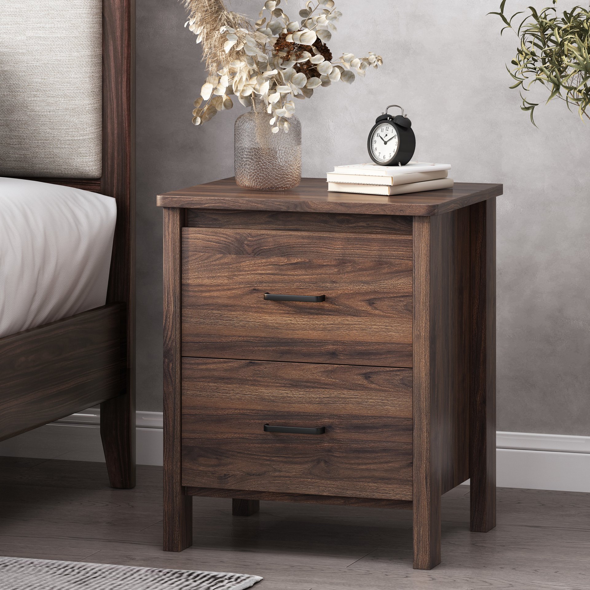 Titeca - Contemporary Wood 2 Drawer Nightstand - Brown - Image 5