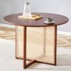 Retro Round Table With Imitation Rattan Rubber Wood - Walnut - Image 5