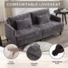 Mid Century Modern Chenille Fabric Loveseat Sofa, 2 Seat Upholstered Couch, Brown Wood Feet - Gray - Image 5