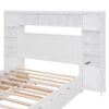 Full Size Bed With All In One Cabinet, Shelf And Sockets, Twin Size Trundle - White - Image 10
