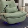 270 Swivel Glider Recliner Chair, Power Recliner Rocking Chair, USB Port Charge For Nursery Chair With Atmosphere Lamp For Living Room Bedroom Apartment - Green - Image 3