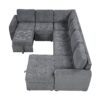 U-Shaped Sofa Sectional Sofa Pull-Out Sofa Bed With A Storage Chaise Lounge, Charging Devices For Living Room - Gray - Image 22