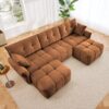 Elegant Textured 3 Seater Sofa Set With Ottoman And Throw Pillows Frame - Burnt Orange - Image 12