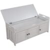 Storage Bench With 3 Shutter-Shaped Doors, Shoe Bench With Removable Cushion And Hidden Storage Space - Gray Wash - Image 11