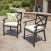 Outdoor Dining Chair Set With Water Resistant Cushions - Black / Ivory - Image 2