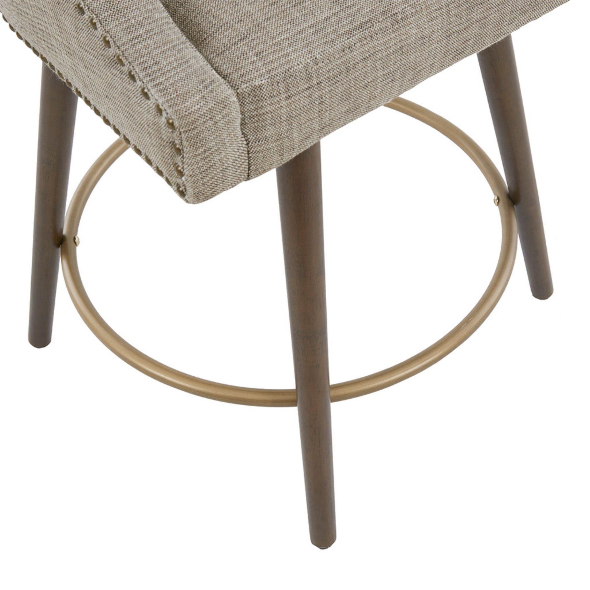 Swivel Counter Stool With Antique Bronze Detailing - Beige Multi - Image 8