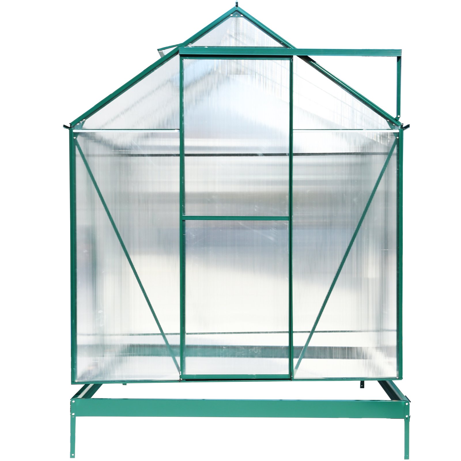6.3'x6.2'x7' Polycarbonate Greenhouse, Heavy Duty Outdoor Aluminum Walk-In Green House Kit With Rain Gutter, Vent And Door For Backyard Garden - Green - Image 19