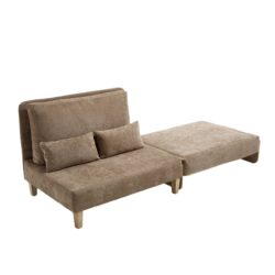Mid Century Modern Foldable Sofa Bed Recliner, 3 - 1 Convertible Sleeper With 3 Pillows, Ideal For Small Spaces - Light Brown