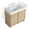 Modern Freestanding Bathroom Vanity, White Resin Sink & Soft Close Cabinet Doors - Oak - Image 5