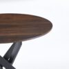Dining Table With Cross Metal Leg And MDF Top, Modern Space Saving Kitchen Table For Living Room, Round Table - Black / Dark Walnut - Image 8