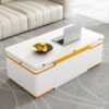 Lift Top Coffee Table With 4 Storage Stools, Multi Functional Adjustable Coffee Table For Living Room - White - Image 6