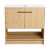 Modern Bathroom Vanity With Ceramic Sink And Soft Closing Doors, 36" Freestanding Cabinet - Oak - Image 12