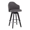 Ahoy - Contemporary Fixed Height Counter Stool Round Chrome Footrest (Set of 2) - Gray / Black - Image 2