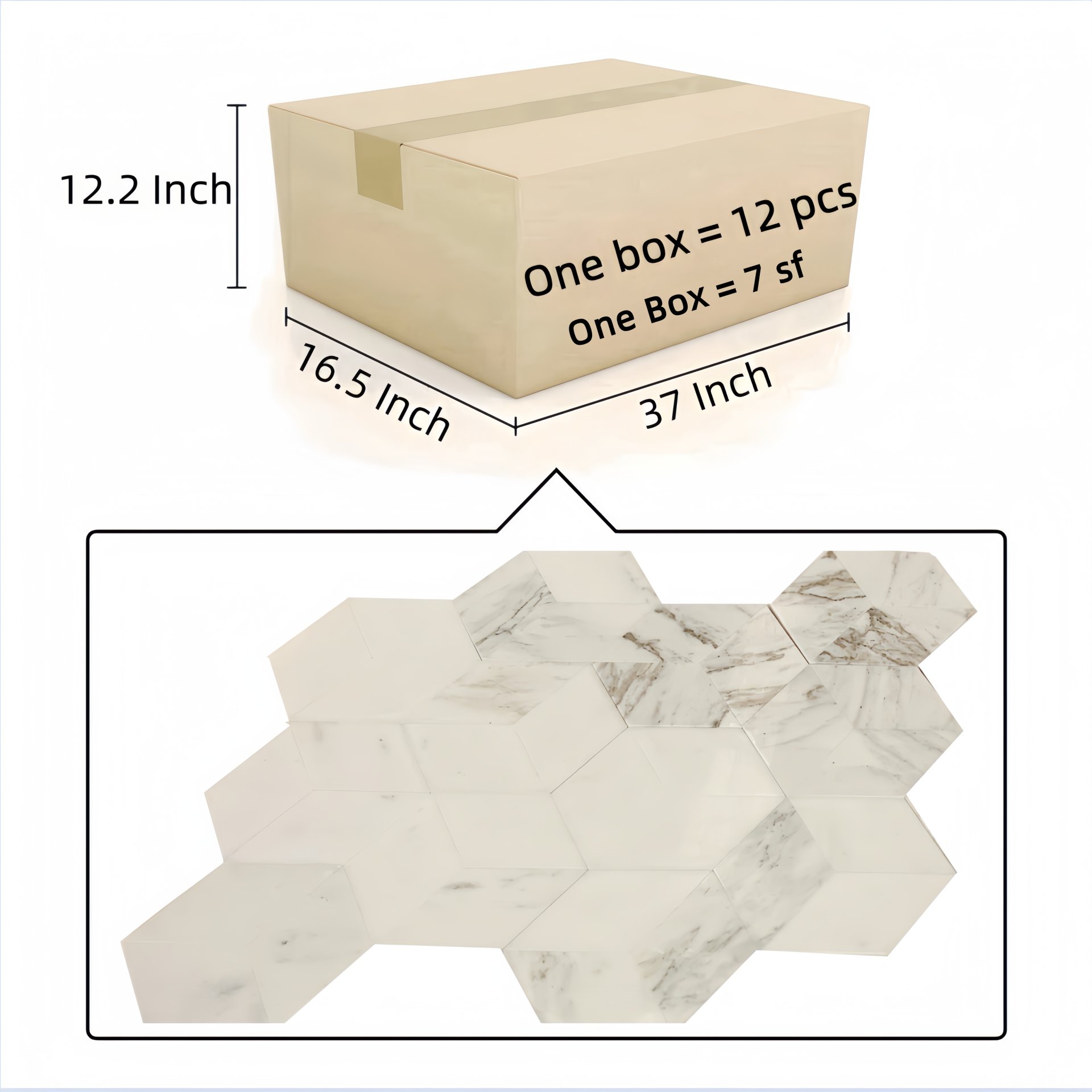 Hexagon Snow Mountain Polished Marble Tile For Wall And Floor Stone (Set of 12) - White / Natural - Image 5