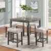Lucian - 5 Piece Counter Height Pub Table With Tufted Linen Stools (Set of 5) - Creamy White - Image 5